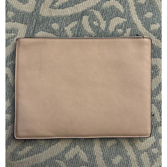 Mark Fran Faux Leather Clutch Bag Pink Iridescent Chevron Zip Tassel Bag Purse - Picture 14 of 16